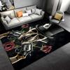 "Skull with Top Hat, Guns, Roses, and Ace of Spades Printed Carpet" Suitable for use as an anti-slip for living room bedroom sofas