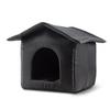 Outdoor Feral Cat Shelter Solid Black Oxford Cloth Weatherproof Cat House Dirt Bite Resistance