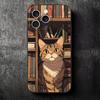 Cute Cat Bookshelf Interesting Soft Phone Case for iPhone 16 16E 17 Air 15 Pro Max 14 Plus 13 Mini 11 12 7 Black Cover Back Shel