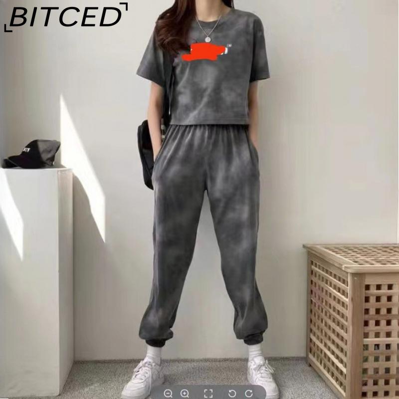 

BITCED Повсякденний та модний жіночий костюм на літо, нестандартний літній стиль, комплект із двох предметів спортивного одягу для жінок M сірий