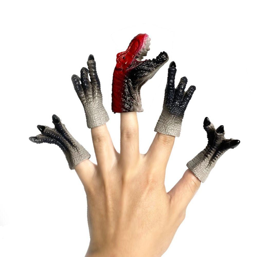 5pcs Cartoon Dinosaur Dinosaur Finger Puppet Toys Hand Puppets Finger Doll Dinosaur Head Hand Puppet Rubber Mini