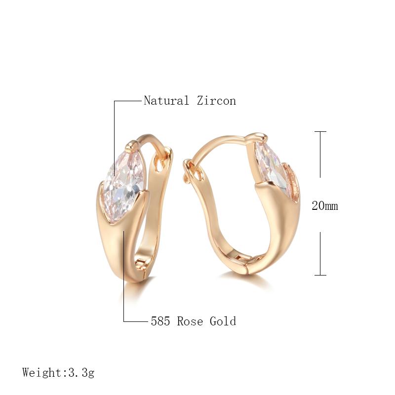 Shiny Natural Zircon Drop Earrings For Women Vintage Bride Wedding Accessories Rose Gold Color Daily Fine Jewelry