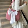 Lattice Bow Shoulder Bag Cloth Canvas Tote Bag Simple Plaid Shoulder Bag  Travel