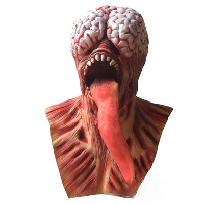 Halloween hororový cosplay maska ​​Mimozemský duch s celou hlavou s jazykem Strašidelný zombie mozek ďábel maska ​​lebky halloweenská party hraní rolí