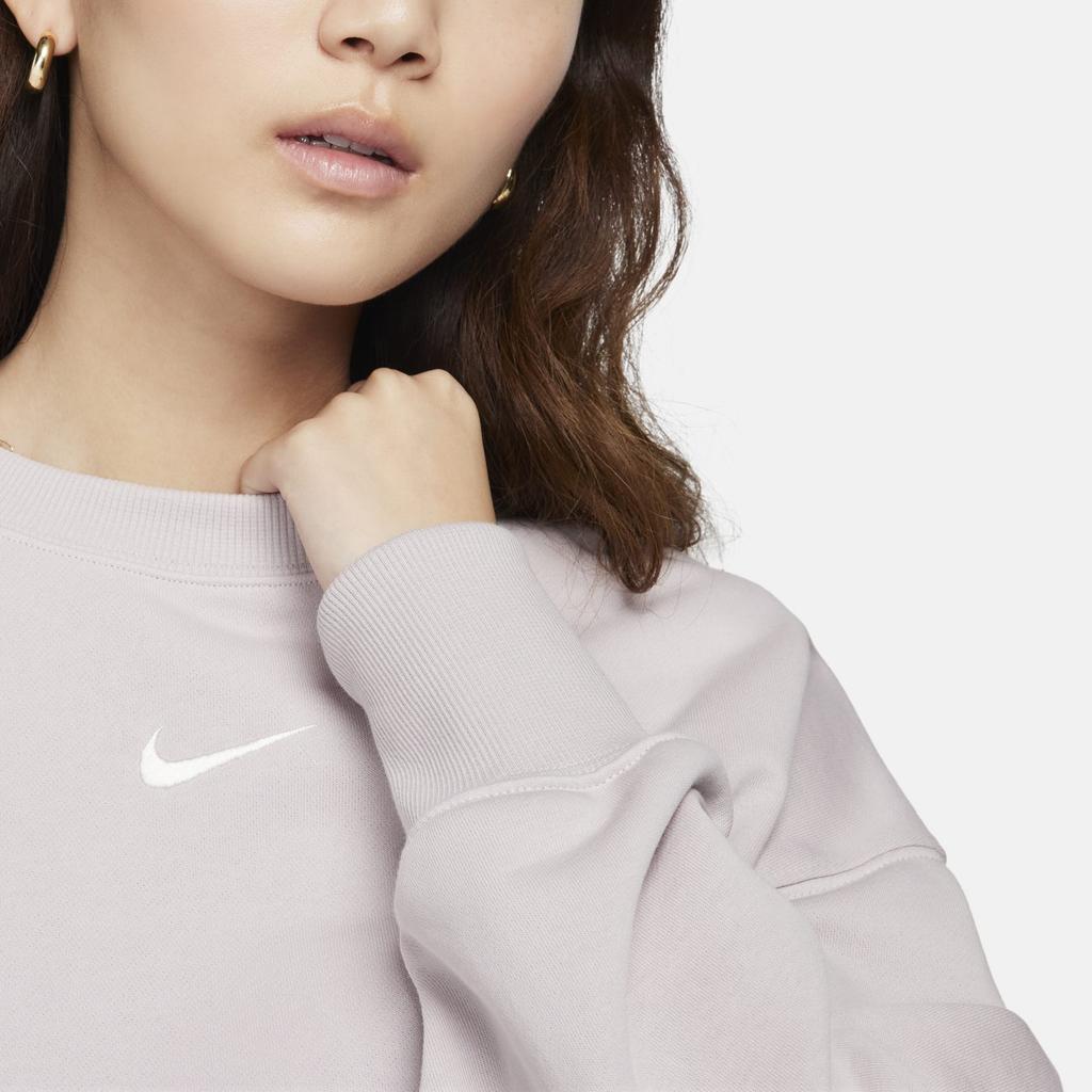 Nike Sportbekleidung Phoenix Fleece Sweatshirt Damen Grau Lila FZ6810-019