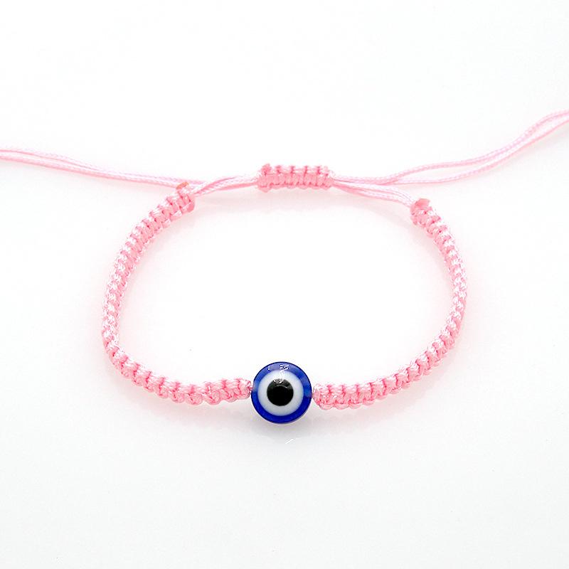 1PC Evil Eye Bracelet Handwoven Adjustable Friendship Cord with Blue Eye Charm - Stretchable Spiritual Protection Anklet for Women Men 15-30cm