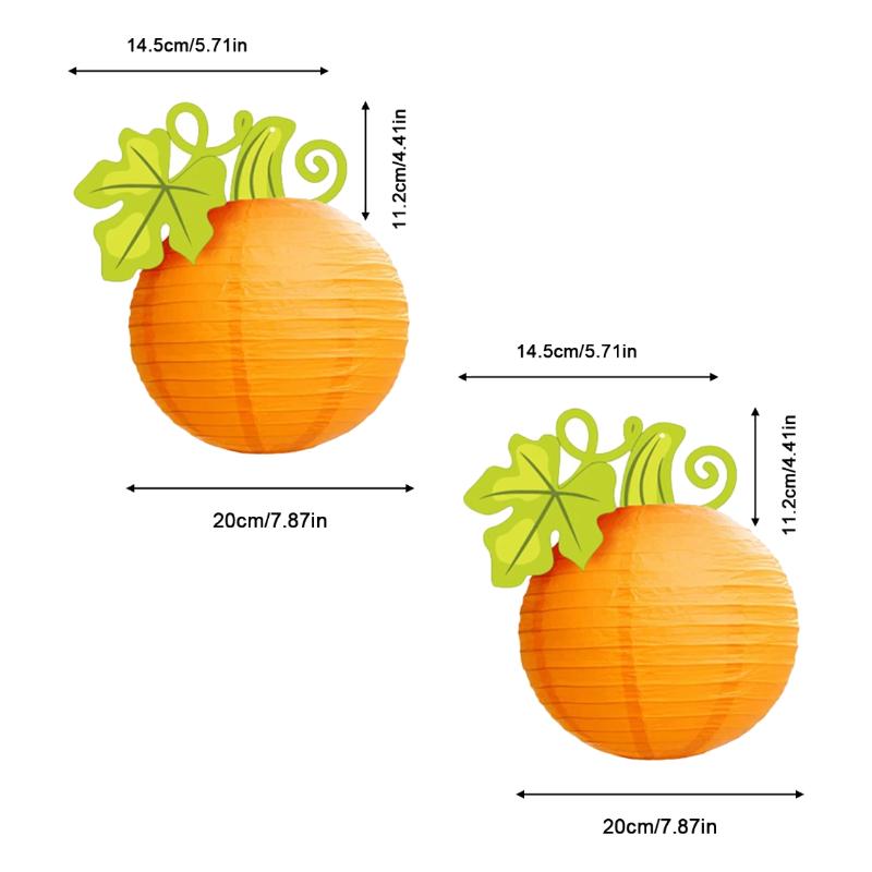 Halloween Round Paper Pumpkin Hanging Lantern Decoration for Thanksgiving Fall Festival Indoor Outdoor Party Patio Home Holiday Scene Decor Supplies