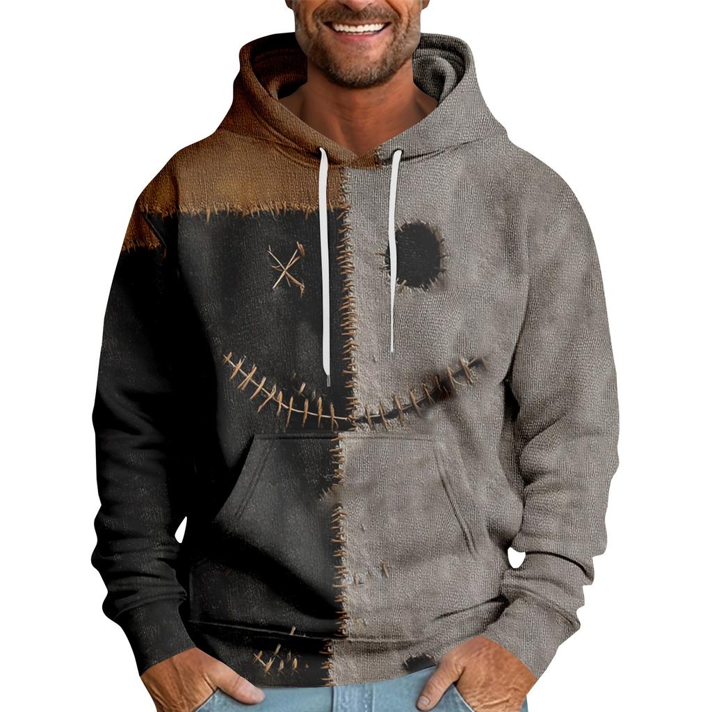Halloween Print Men's Loose Hooded Sweatshirt