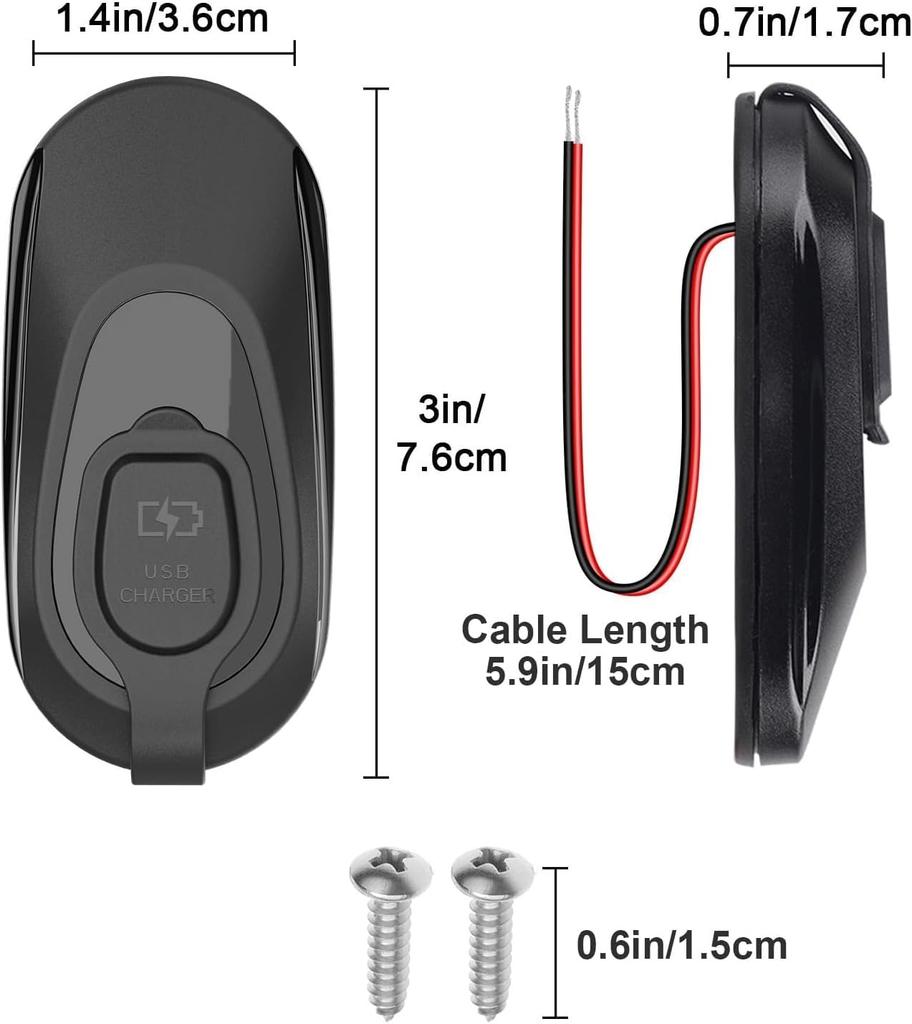 3-Ports 12V-24V Car Charger USB Outlet Type-C PD3.0 Dual QC3.0 Panel Wall Surface Mount Fast Charger Adapter for RV Marine Bus