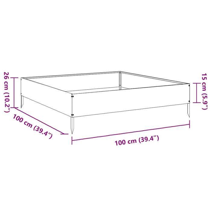 VidaXL Lit surélevé de jardin 100x100x26 cm acier inoxydable 851022