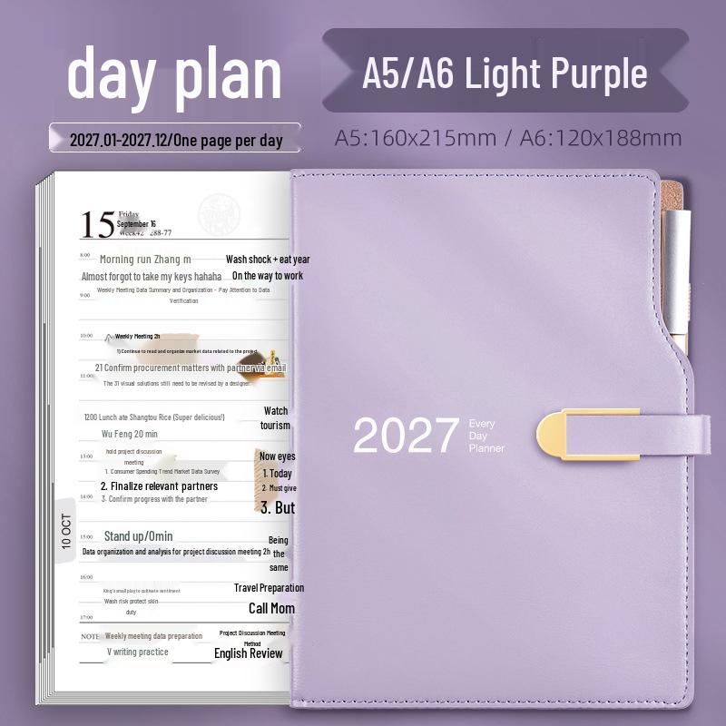 Planejador Diário 2026 A5/A6: Uma Página por Dia, LOGOTIPO Personalizado, Calendário Caderno Bullet Journal com Estampagem a Quente.