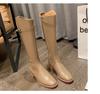 Madre uva otoño e invierno nuevo punta tacón grueso pequeño botas de jinete botas medias y altas mujer