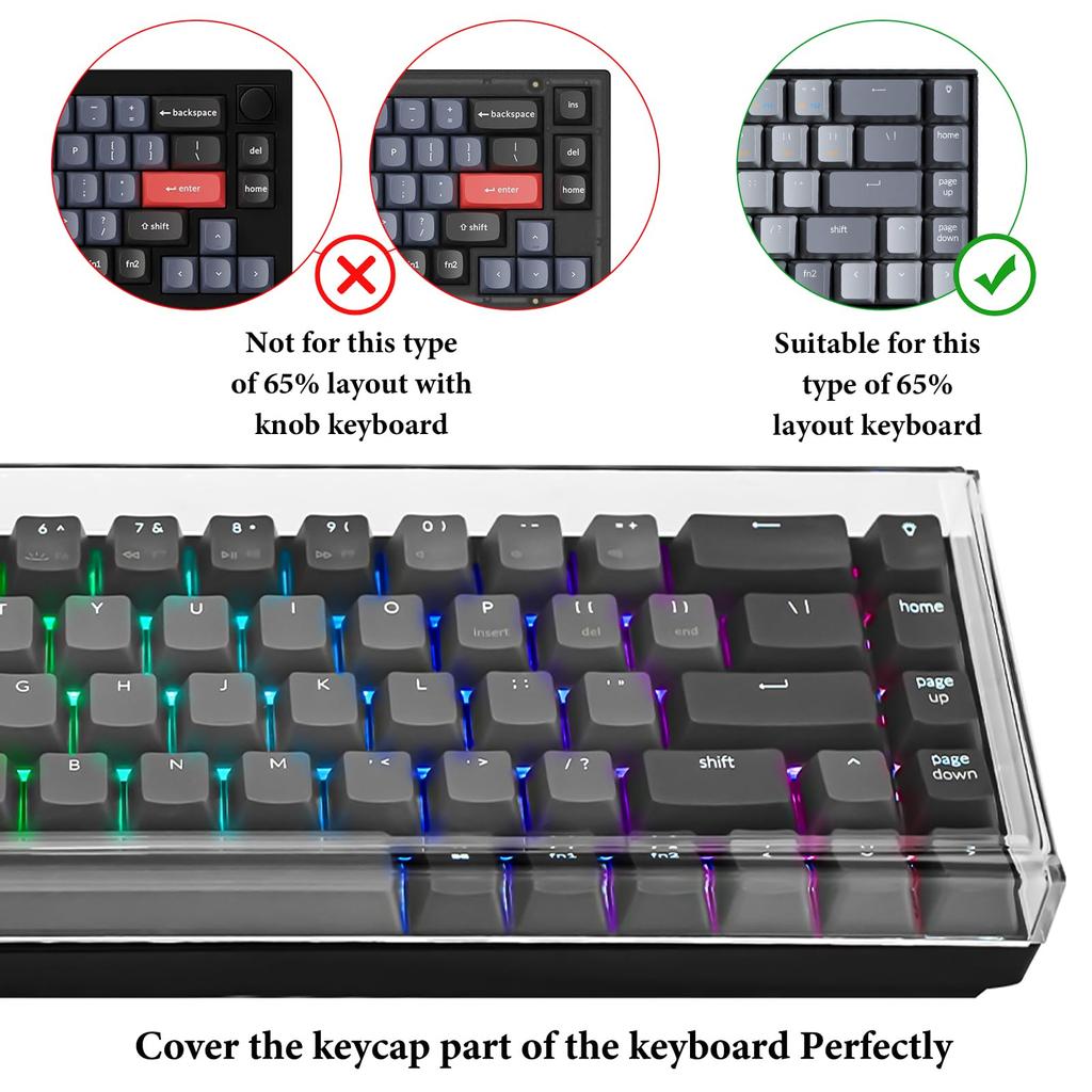 Geekria Keyboard Cover Case Compatible Keychron K6 Compact 68 Keys Wireless Mechanical Keyboard Clear Acrylic Cover Protective Cover 65%