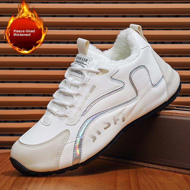 New Large Size Warm Men's Cotton Shoes with Low Top and Plush Casual Sports Shoes Anti Slip Winter Snow Boots