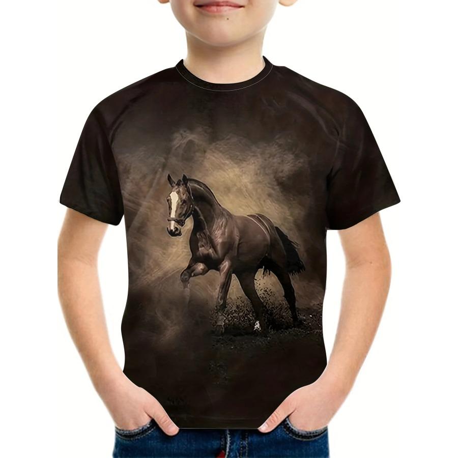 

Детская футболка Одежда Лошадь 3D Принт Футболки Для Мальчиков Топы Повседневная Летняя Детская Одежда Модная футболка Футболки для Мальчиков и Девочек Рубашка 14-15Y
