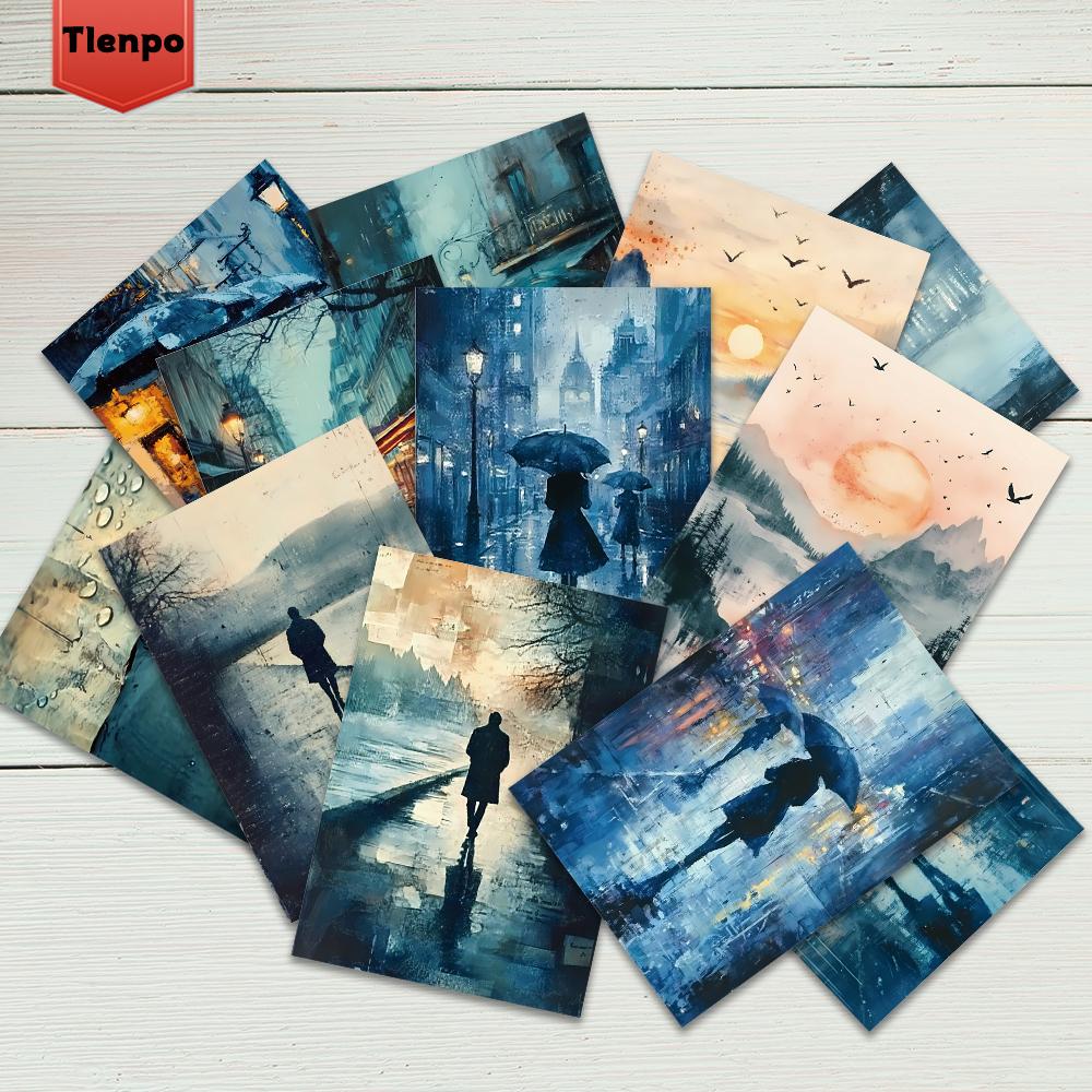 32 Stück, Spaziergang an einem Regentag, Postkarten sammeln, Wandaufkleber, Postkarten zum Versenden, Grußkarten, DIY-Postkarten, Souvenirpostkarten, Dekora