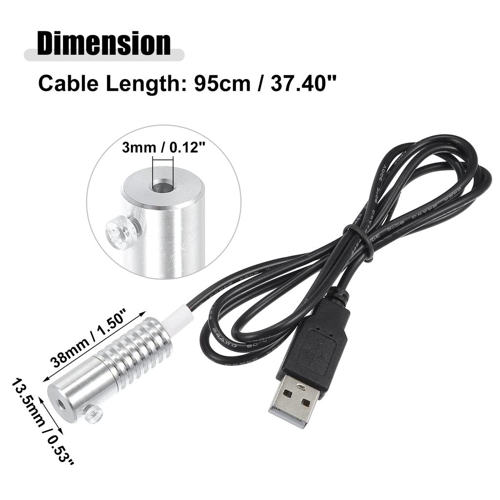 ACROPIX Aluminum Light Source Lighting Fixture Decoration USB LED Lights for Car DIY 3mm 2W LED White 1pcs