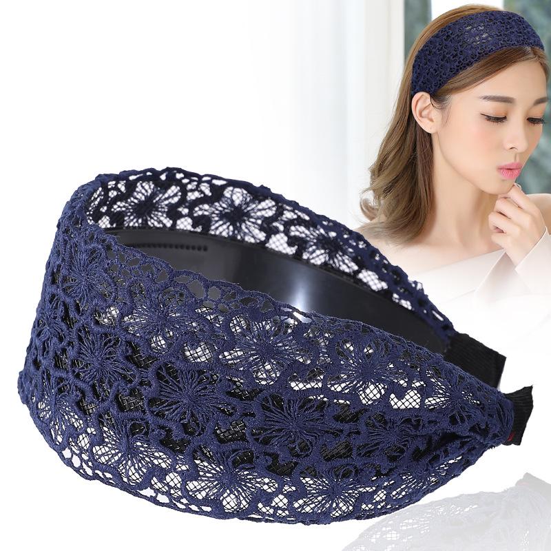 Koreanischer Damen Spitzen-Haarreif mit breiter Krempe für süßen Mori-Girl-Stil