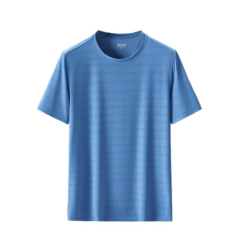 (L-5XL)Quick Dry Sports T-Shirt Men Summer New Fitness Tops Ice Silk Mesh Breathable Gym Running Hiking Short-Sleeved Tee Shirt