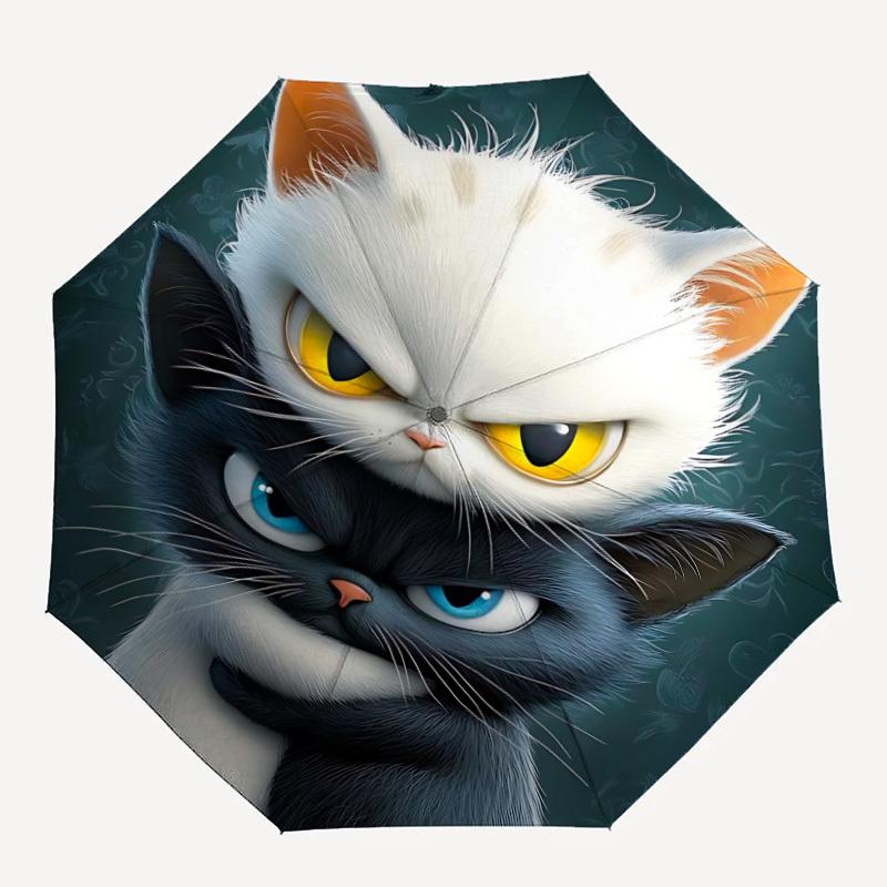 

1pc Kitty Cats Automatic Open/close Umbrella, 8-Rib sturdy structure, Portable Travel Umbrella, Parties, Everyday Use, Outdoor Accessory, Ar