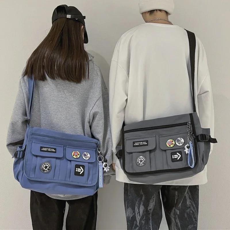 Borsa a tracolla in tela Harajuku per uomo e donna Borsa a tracolla in nylon Borsa a tracolla per la scuola per giovani