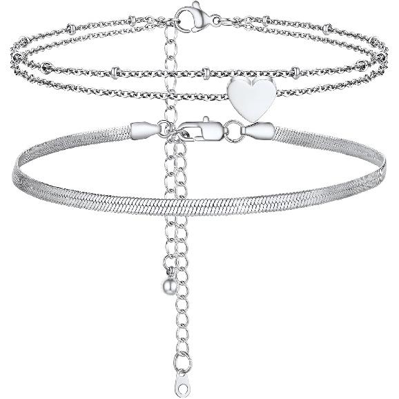 PROSTEEL Alla moda Design Manette/Testo Personalizzato Cavigliera da Donna, Cavigliera in Acciaio Inossidabile 316L, colore Argento/Oro/Nero,Basso