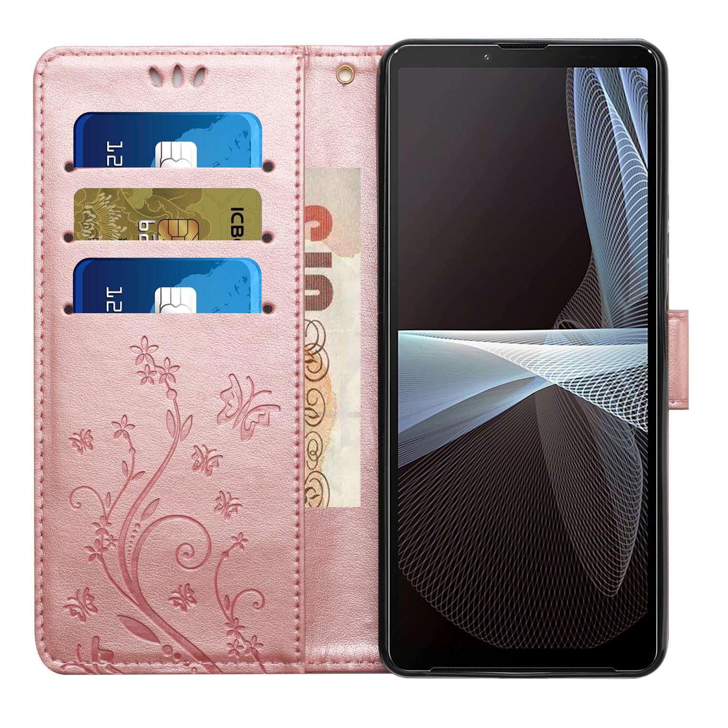 

For Sony Xperia 10 VI Case Butterfly Floral Leather Wallet Phone Cover Black