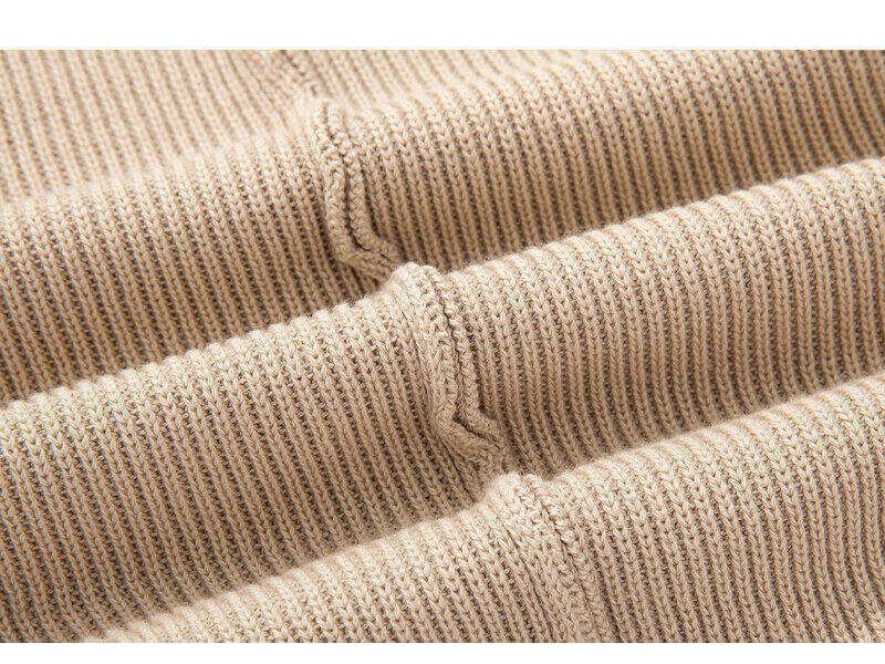 Men's Vertical Rib Knit Half-Zip Stand Collar Woolen Sweater