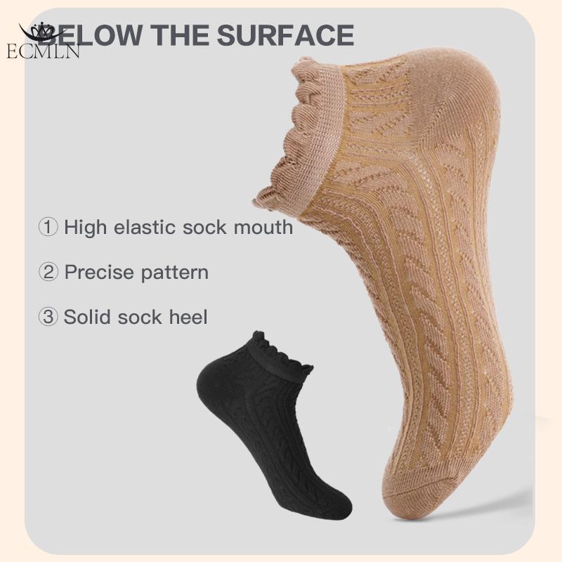 Chaussettes mignonnes respirantes à la cheville pour femmes Chaussettes solides Chaussettes décontractées à volants pour femmes Chaussettes d'équipage respirantes