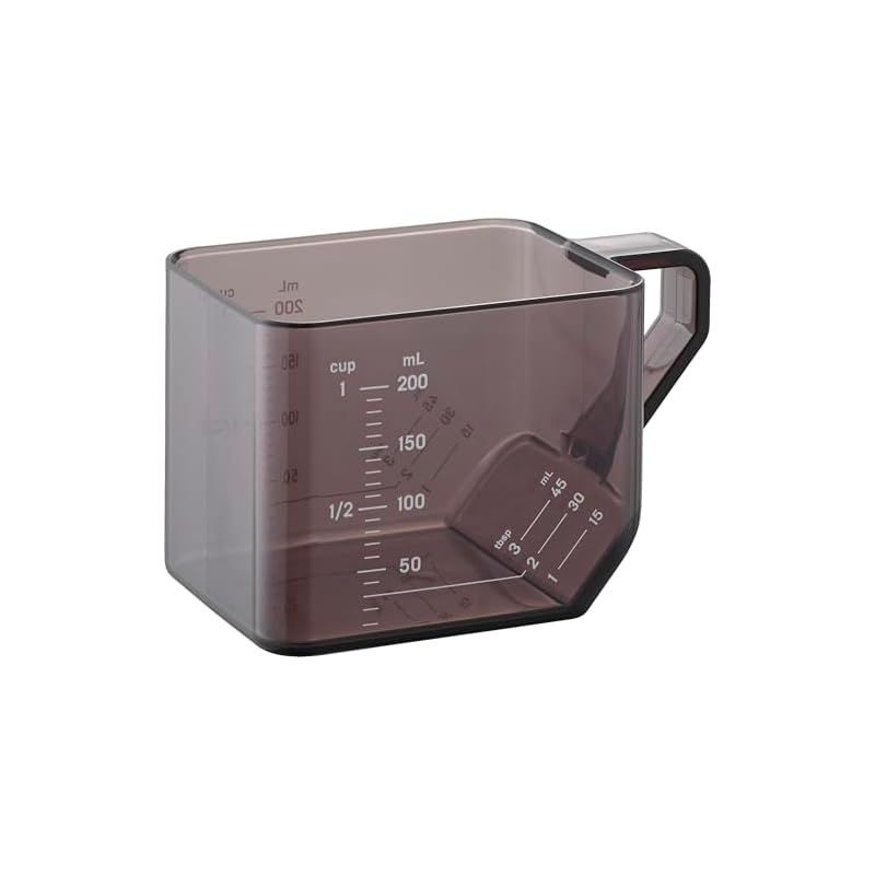 Miarka Wieżowa Yamazaki, Czarna, 10,5 cm Szer. x 6,3 cm Gł. x 6,5 cm Wys., 200 ml, Bezpieczna w zmywarce i kuchence mikrofalowej, Odporna na ciepło, Wykonana z Tritanu, Produkt