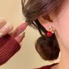 Red Bean Acacia Rhinestone Earrings: Women's Autumn/Winter Elegance, Light Luxury, Retro Design, Exquisite High-End Feel.