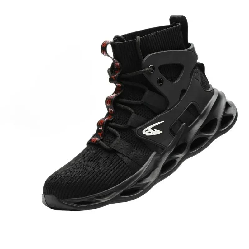 Fashion Men Safety Shoes Puncture-Proof Sneakers Lightweight Nti-smash Work Boots Male Steel Toe Shoes Indestructible Safety Boots Botas