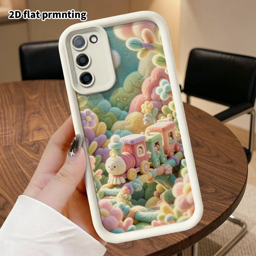 Phone Case: 2D Flat, Fits Samsung Galaxy A34 A35 M05 M06 S20 S22 S21 FE Plus 5G Protective Case, Flower Sea Little Train, Perfect Christmas and Hallow