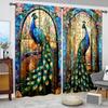Peacock Printed Curtain Home Decor Window Treatment Bedroom Office Kitchen Living Room Study Set Of 2 Made Polyester With Rod Pocket Washable Sitting