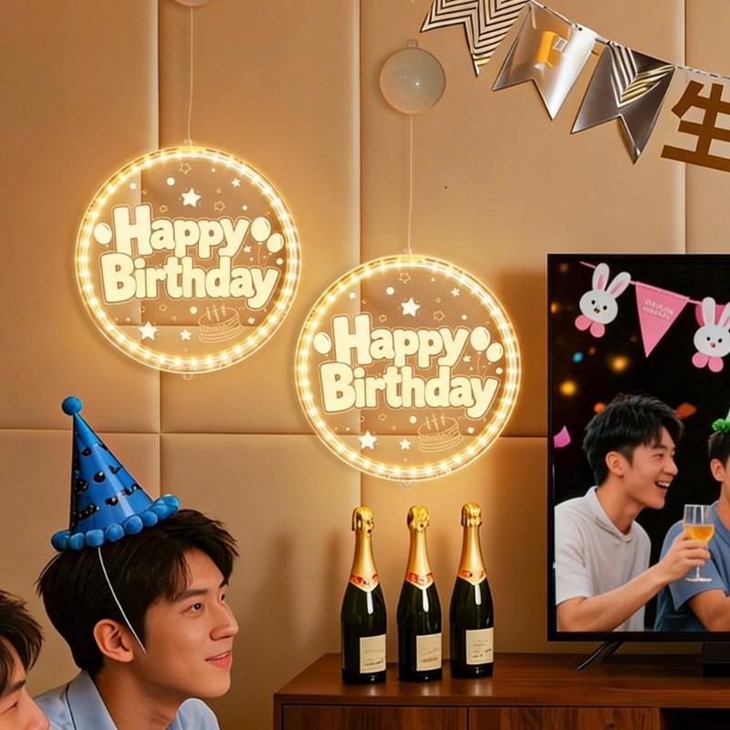 Illuminated Birthday Acrylic Sign Hanging Ornament Shatterproof Acrylic LED Light For Birthday And Festival Celebration
