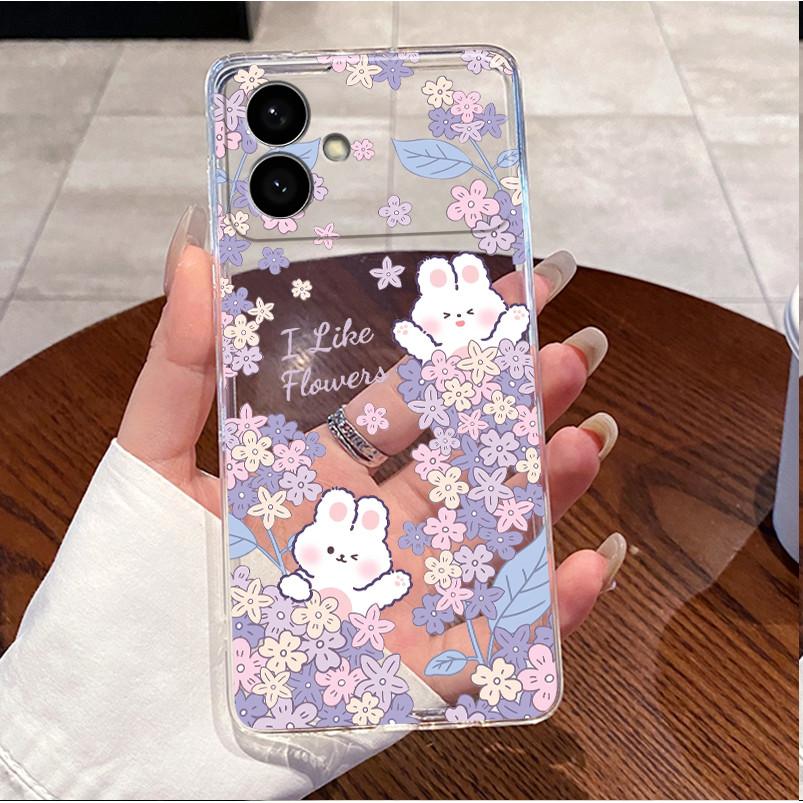 Phone Case For Samsung Galaxy S26 Edge Bumper Soft Silicone TPU Clear Casing Ins Style Flower Floral Painted Shockproof Cover
