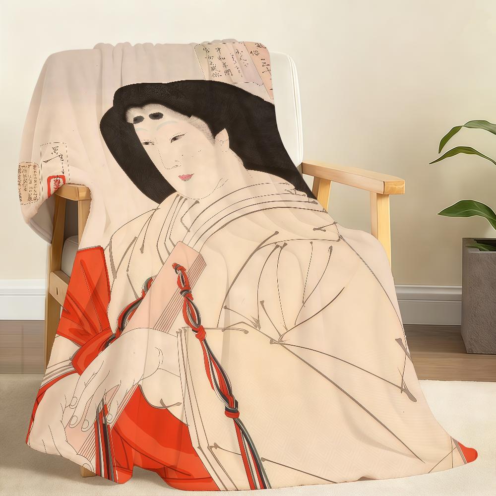 Japanese Geisha Female Blanket For Soft Throw Blanket for Picnic Bed Sofa Home Bedroom Cozy Warm Comfortable