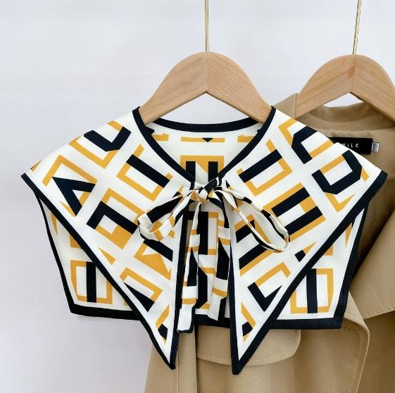 New Design Floral Shawl Fake Collar Women Detachable Collars Big Lapel False Collar Shoulder Wrap Scarf Clothing Accessories