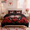 3-teiliges Romantisches Valentinstag Rote Rose Goblin-Druck kernloses Bettbezug-Set Mehrere Größen Schlafzimmer-Bettwäsche Feiertagsdekoration