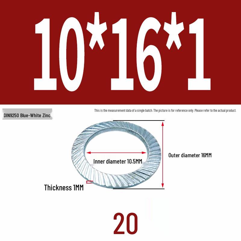 Double-Sided Serrated Lock Washer, 65Mn Steel & 304 Stainless, Anti-Loosening & Anti-Slip, Self-Locking