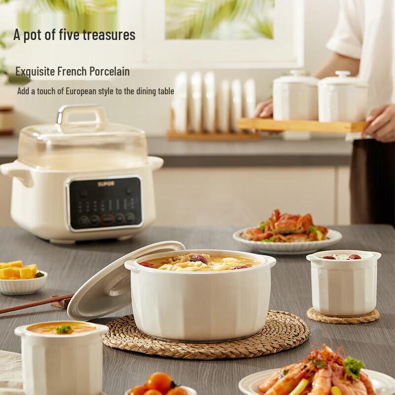 Supor 2.5L Electric Stew Pot with 5 Ceramic Inserts CN plug (adapter included)
