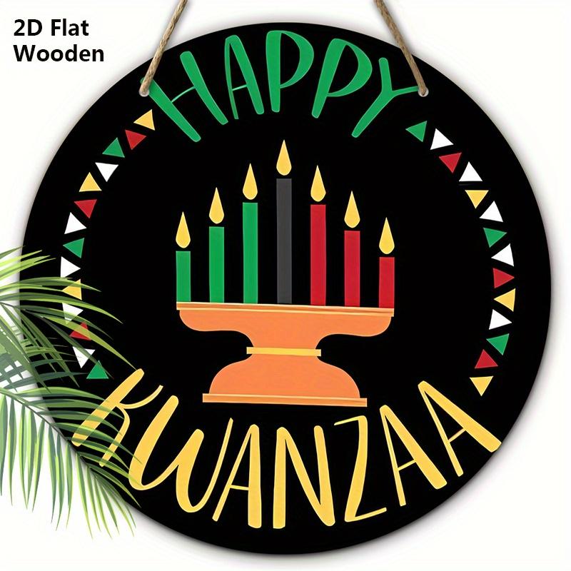 

Happy Kwanzaa Simple Wooden Sign - Classic Round Sign for Front Door, Wall Hanging Decor - Ideal Kwanzaa Decoration 20cm/7.87in