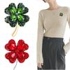 High-End Crystal Glass Four-Leaf Clover Fashion Brooch for Women