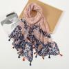 New Small Fresh Hanging Beard Cashew Literary Cotton Hemp Scarf Women's Summer Travel Thin Sunscreen Shawl Sunshade