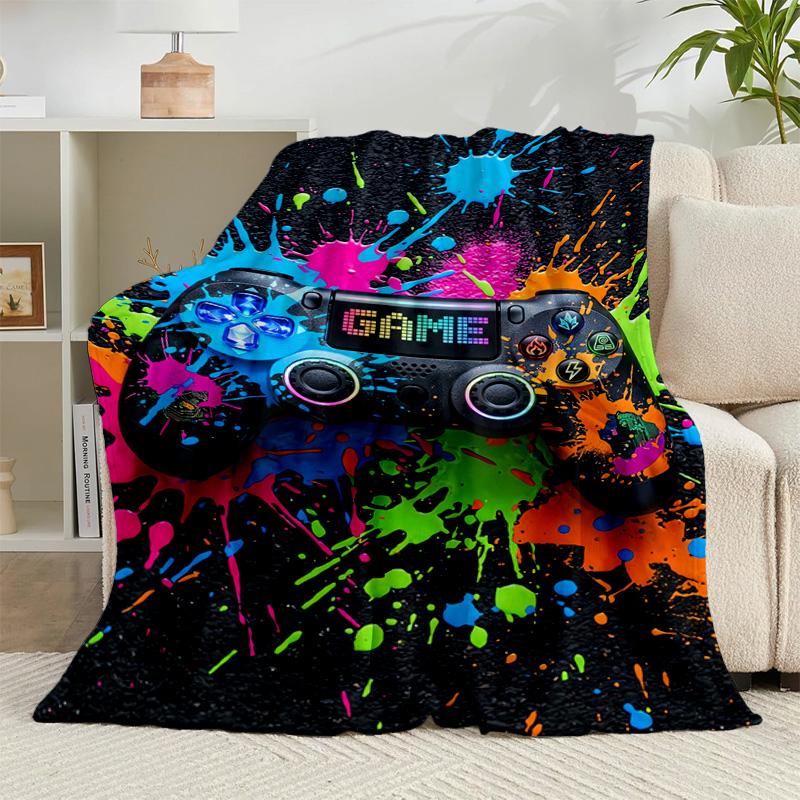 1PC Colorful Gaming Adventure Flannel Blanket Gift, Suitable for Both Men And Women, Soft Ideal for Beds And Sofa, Birthday Or Christmas Gift