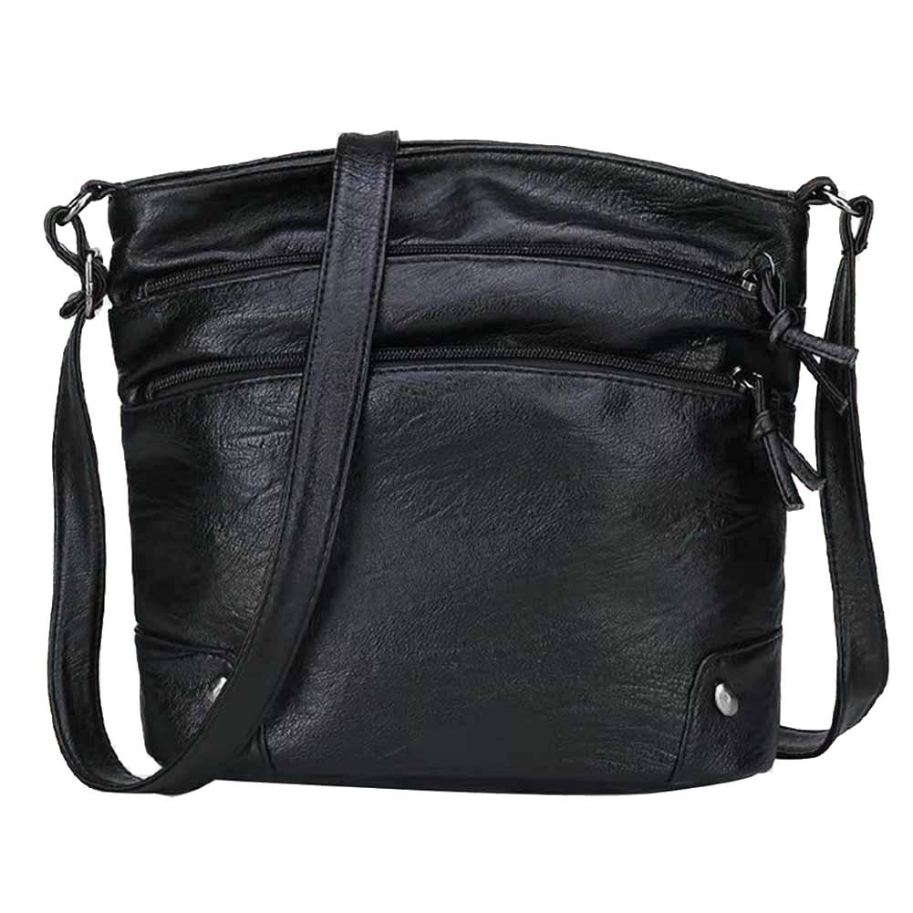 

Винтаж Женщины PU Кожа Плечо Crossbody Сумка Сплошной цвет Сумки (B)
