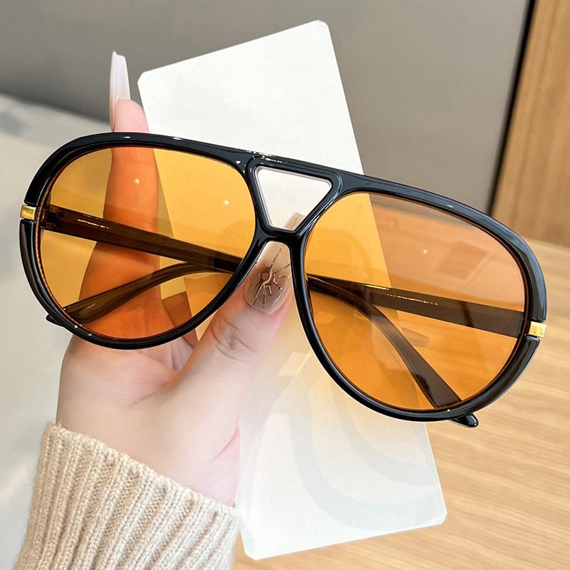 New Fashion Orange Oval Sunglasses for Women Large Frame UV400 Protection Gradient Lens Summer Outdoor Eyewear