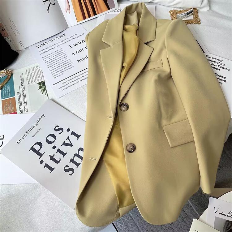 Blazer Petite Feminino Azul Chic 2025: Casaco Casual Estilo Coreano para Primavera e Outono