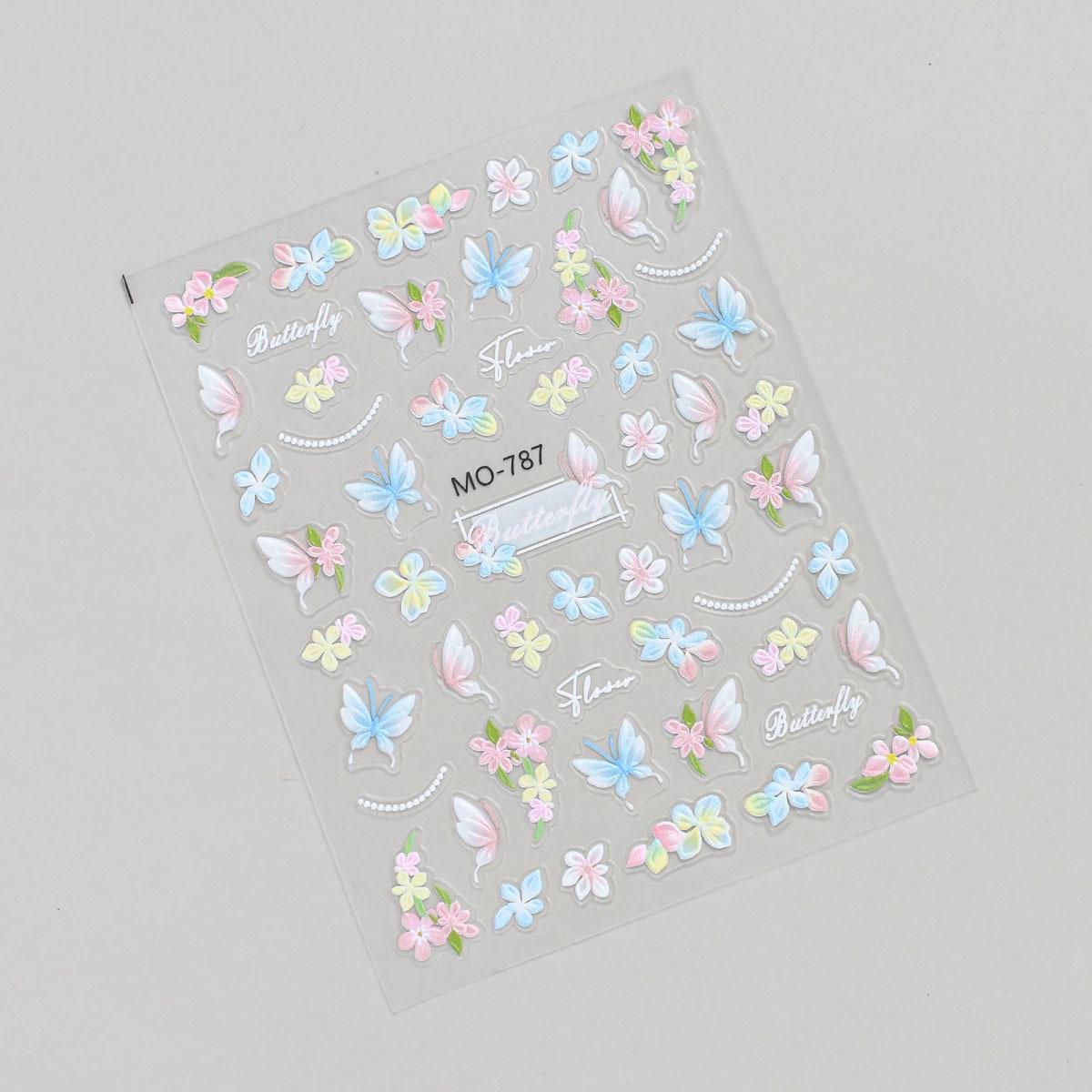 Dopamine Spring Butterfly Tulip 3D Embossed Nail Stickers