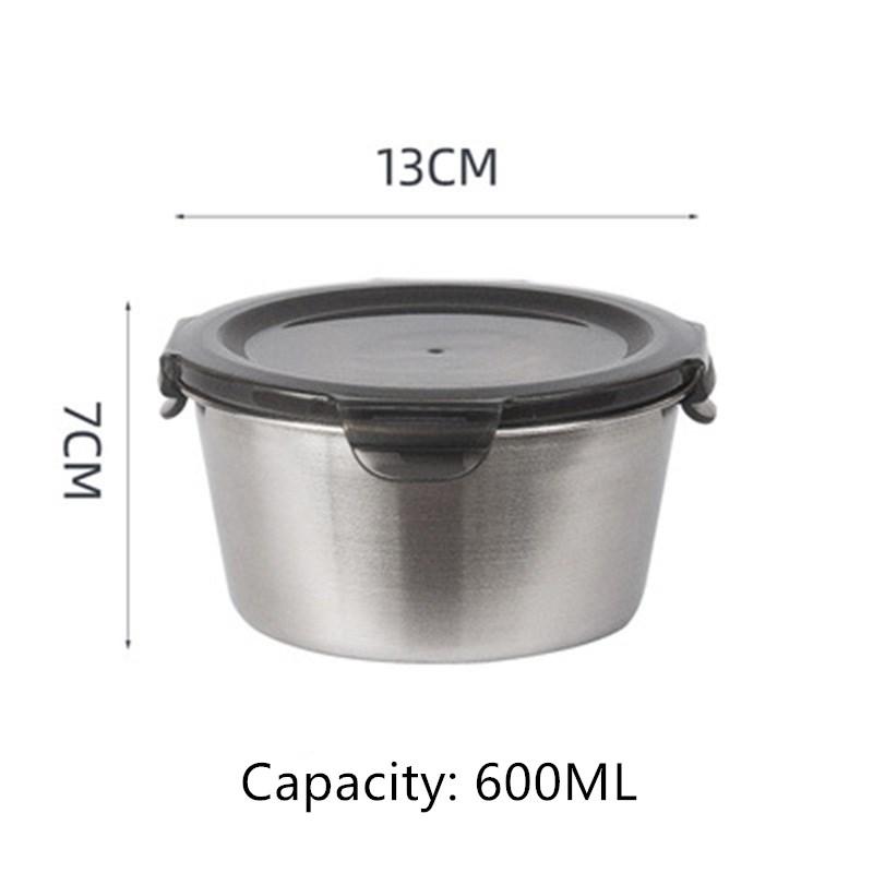 Round Lunch Box 304 Stainless Steel Refrigerator Food Storage Box Kitchen Microwave Heating Sealed Fresh-keeping Box